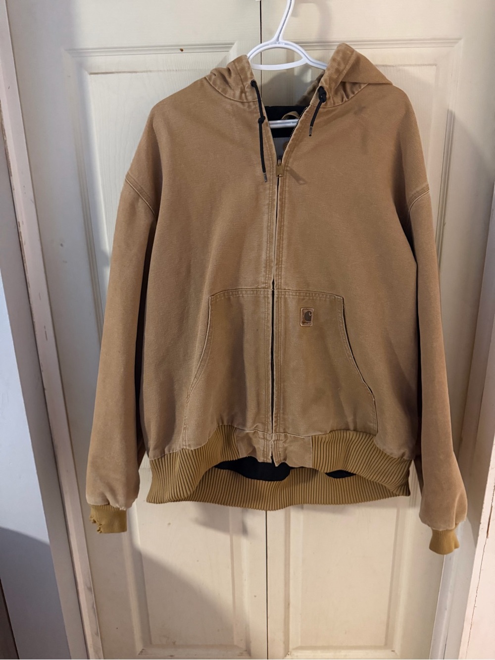 Carhartt Men's' Brown Tan Hooded Zip-Front Work Jacket